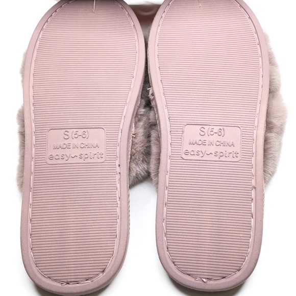 EASY SPIRIT Ultra Lightweight Soft Faux Fur Slippers Mauve Size Small 5-6 NWT - Picture 5 of 6